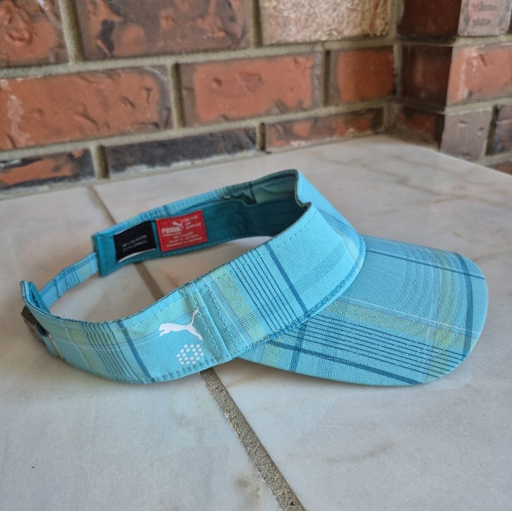 Puma Blue Plaid Visor Golf Hat Sailing Tennis